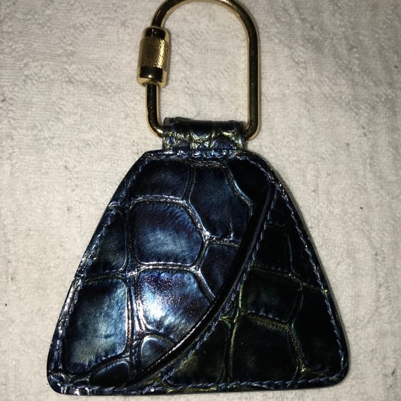 Christian Dior Croc Embossed Keychain / Key Ring - Navy Blue & Iridescent Colors - Picture 12 of 13